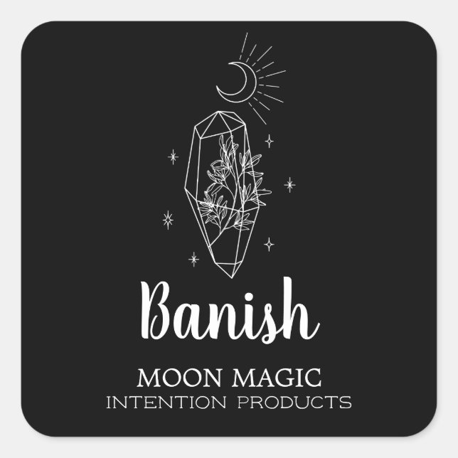 Herbal Crystal Moon Intention Candle Labels (Front)