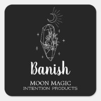 Herbal Crystal Moon Intention Candle Labels