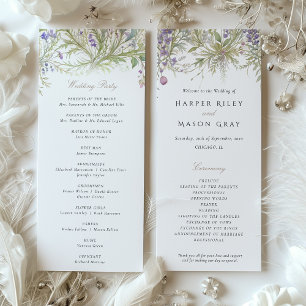 Herbal Garden Wedding Program Pastel Colours