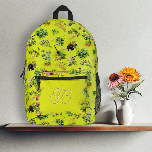 Herbal Goodness Monogrammed Printed Backpack (Creator Uploaded)