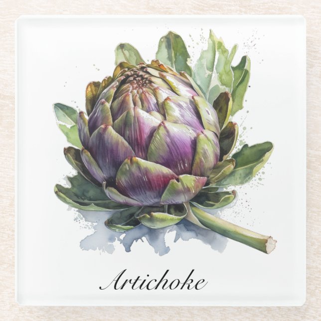 Herbal Life: Artichoke  Glass Coaster (Front)