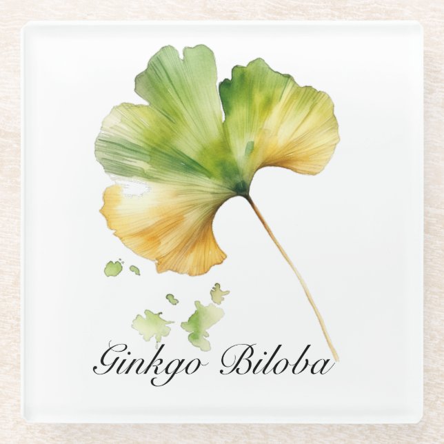 Herbal Life: Ginkgo Biloba customisable Glass Coaster (Front)