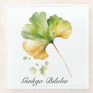 Herbal Life: Ginkgo Biloba customisable Glass Coaster