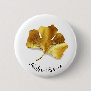 Herbal Life: Golden Ginkgo Biloba customisable 6 Cm Round Badge