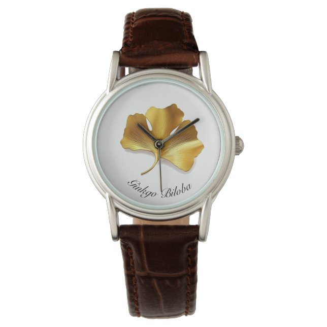 Herbal Life: Golden Ginkgo Biloba customisable Watch (Front)
