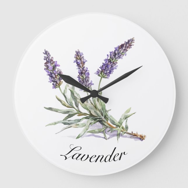 Herbal Life: Lavender, customisable  Large Clock (Front)