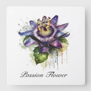 Herbal Life: passion flower Square Wall Clock
