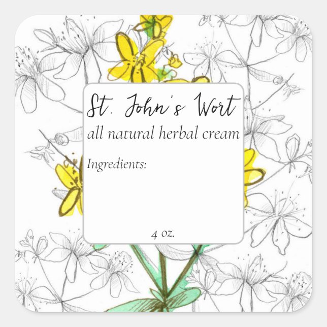 Herbal St. John's Wort Cream Oil Blend Label (Front)