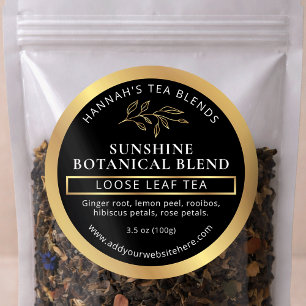 Herbal Tea Blend Coffee Modern Black & Gold Classic Round Sticker