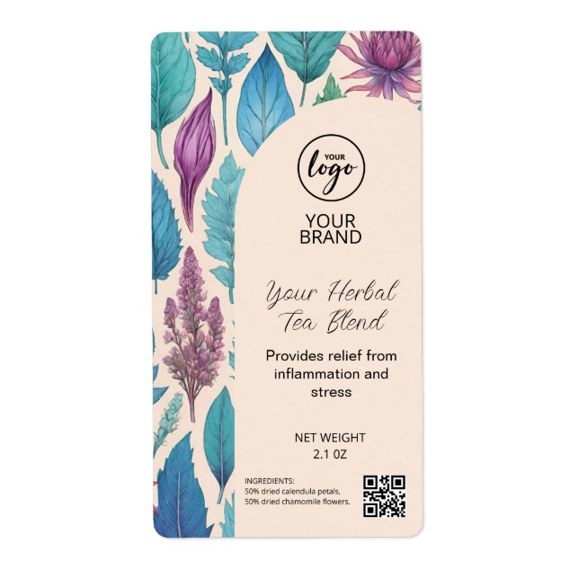 Herbal Tea Blend Product Pouch Labels (Front)