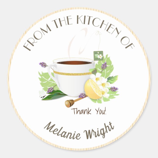 Herbal Tea Canning Thank You Classic Round Sticker (Front)