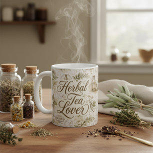 Herbal Tea Lover Mug  Vintage Botanical