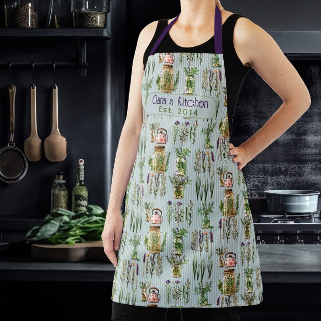 Herbal Tea Pattern Personalised Bib Apron (Creator Uploaded)