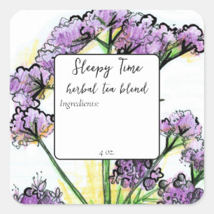 Herbal Valerian Flower Sleepy Time Blank Square Sticker