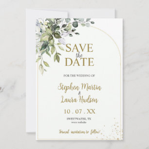 Herbal Watercolor Save The Date Invitation