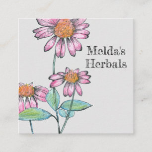 Herbalist Coneflower Echinacea Medicinal  Square Business Card