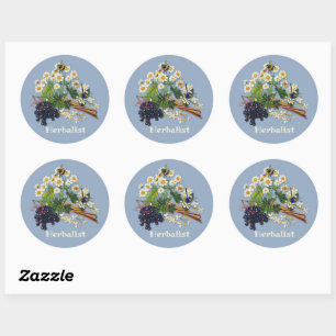 Herbalist Feverfew Flowers Elderberry Classic Round Sticker