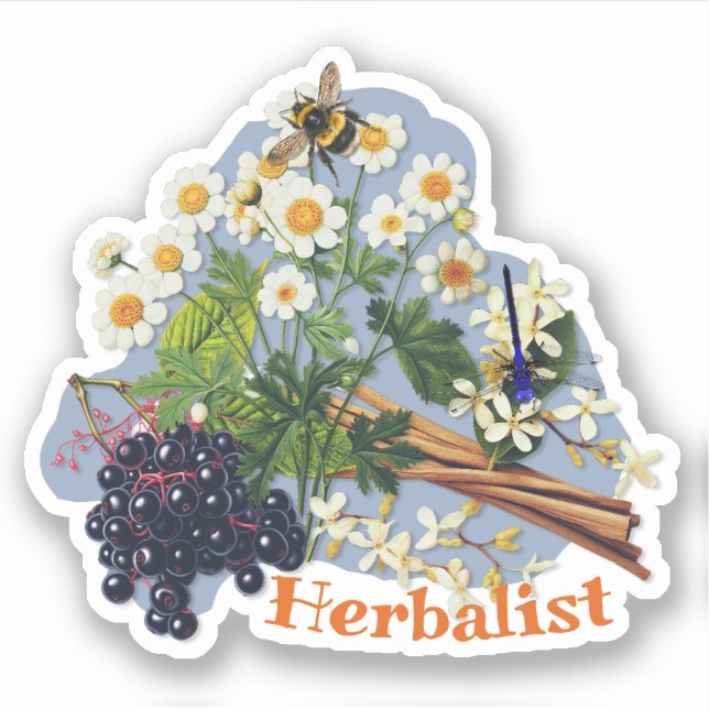 Herbalist Feverfew Flowers Elderberry shaped (Front)