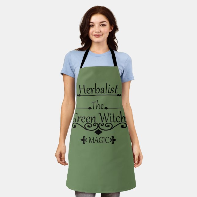 Herbalist green witch magic natural medicine apron (Worn)