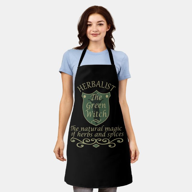 Herbalist green witch magic natural medicine apron (Worn)