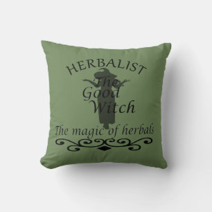Herbalist green witch magic natural medicine cushion