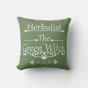 Herbalist green witch magic natural medicine cushion
