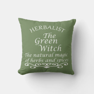 Herbalist green witch magic natural medicine cushion