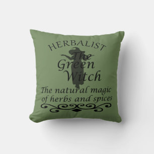 Herbalist green witch magic natural medicine cushion