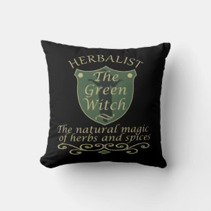 Herbalist green witch magic natural medicine cushion
