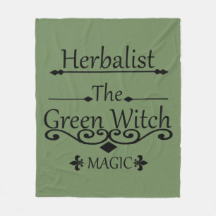 Herbalist green witch magic natural medicine fleece blanket