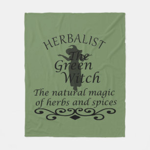 Herbalist green witch magic natural medicine fleece blanket
