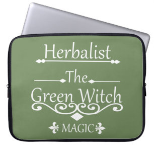 Herbalist green witch magic natural medicine laptop sleeve