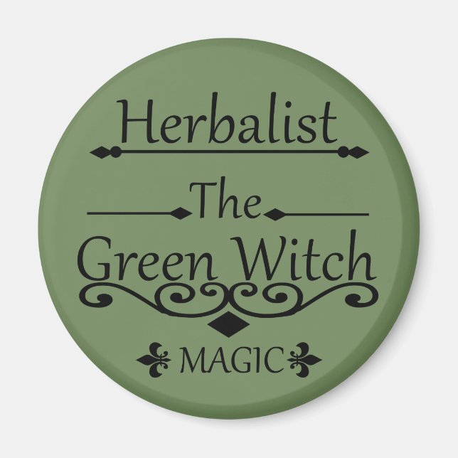Herbalist green witch magic natural medicine magnet (Front)