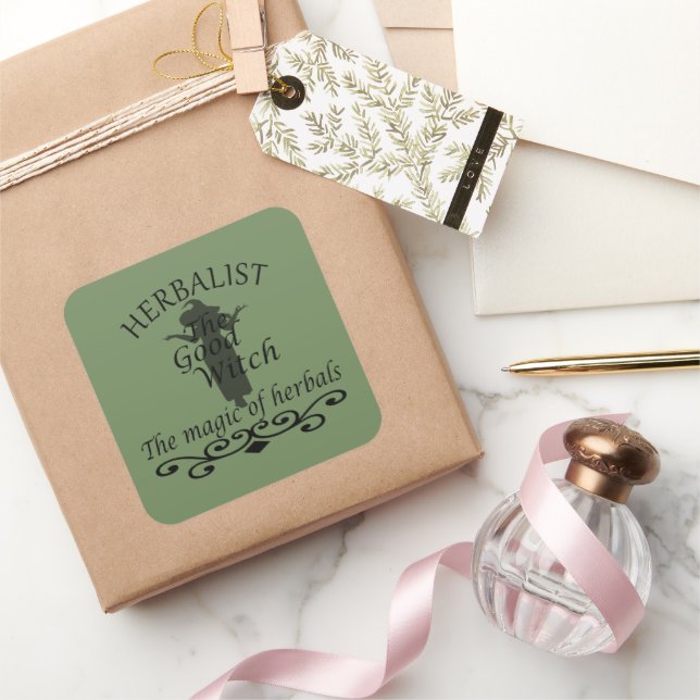 Herbalist green witch magic natural medicine square sticker (Gifting)