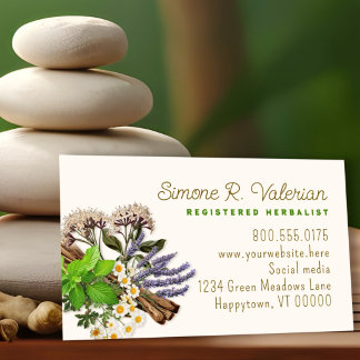 Herbalist Holistic Healing Valerian Root Business Card