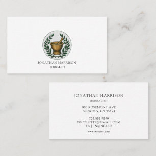Herbalist Illustrated Mortar Pestle Business Card