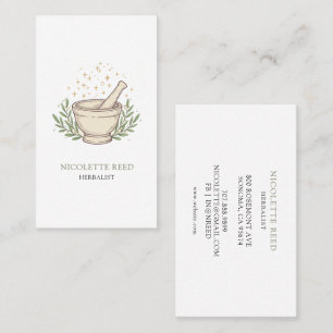 Herbalist Illustrated Mortar Pestle Business Card