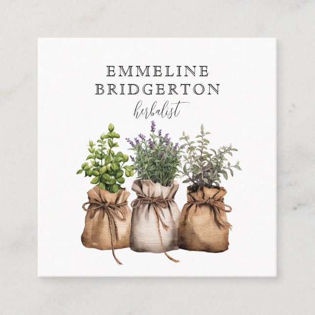 Herbalist Natural Medicine Holistic Medicine Square Business Card (Front)