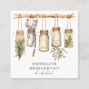 Herbalist Plants Watercolor  Square Business Card