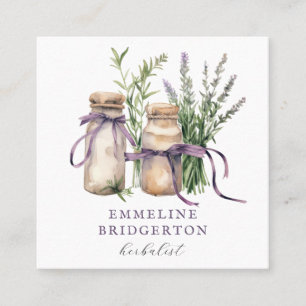 Herbalist Watercolor Square Business Card