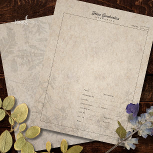 Herbarium Plant Specimen Sheet Old Paper Custom Letterhead