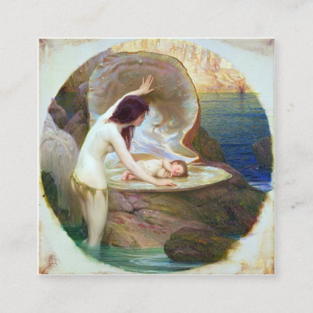 Herbert James Draper - A Water Baby 1900 Square Business Card (Front)