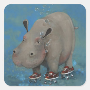Herbert the Hippo Square Sticker