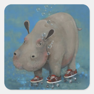 Herbert the Hippo Square Sticker