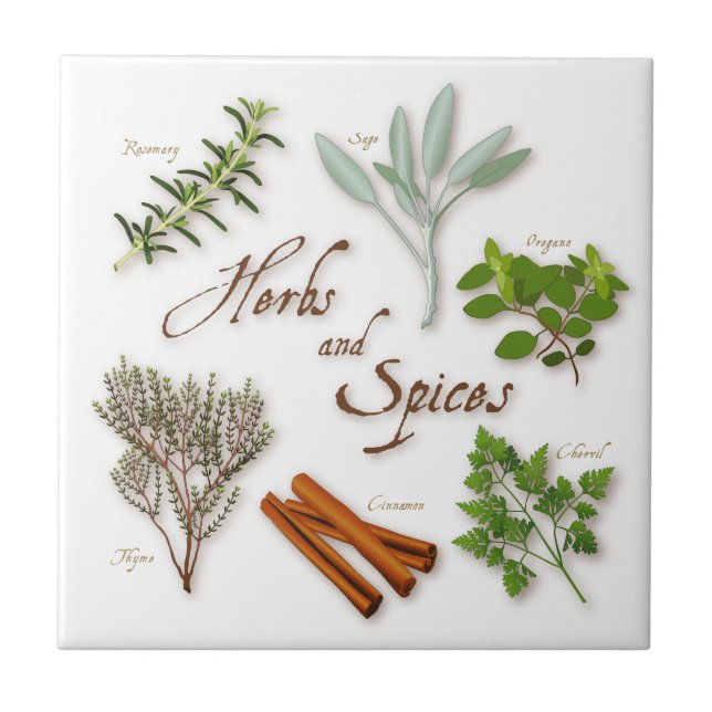 Herbs and Spices Ceramic Tile (Front)