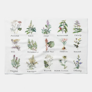 Herbs and Spices medley Tea Towel