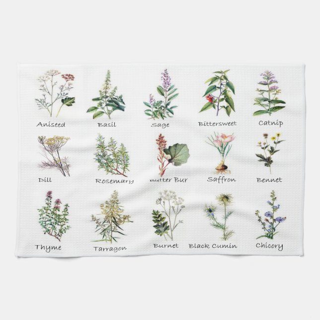 Herbs and Spices medley Tea Towel (Horizontal)