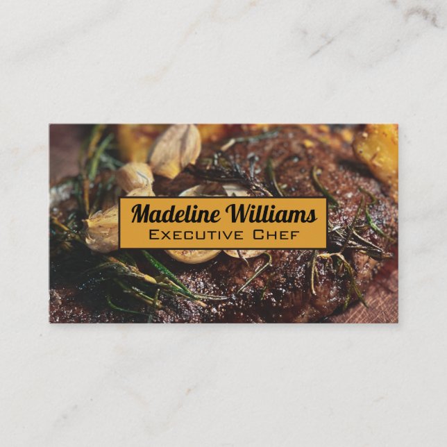 Herbs and Spices on Steak Business Card (Front)