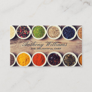Herbs and Spices on Table Business Card