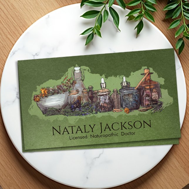 Herbs and Tinctures Drawing Business Card (Creator Uploaded)